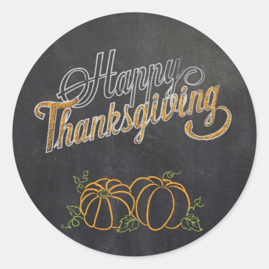 Happy Thanksgiving Chalkboard Pumpkin Stickers (Vorderseite)