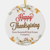 Happy Thanksgiving Chic Herbstlaubs Custom Company Keramik Ornament (Vorne)