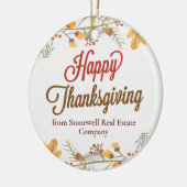 Happy Thanksgiving Chic Herbstlaubs Custom Company Keramik Ornament (Links)