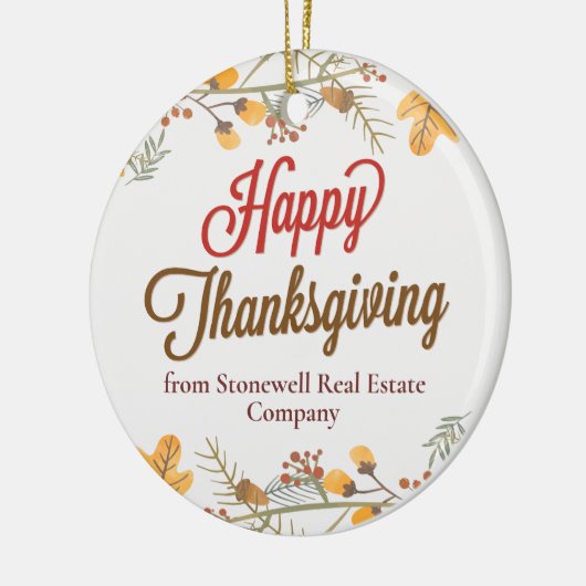 Happy Thanksgiving Chic Herbstlaubs Custom Company Keramik Ornament (Links)