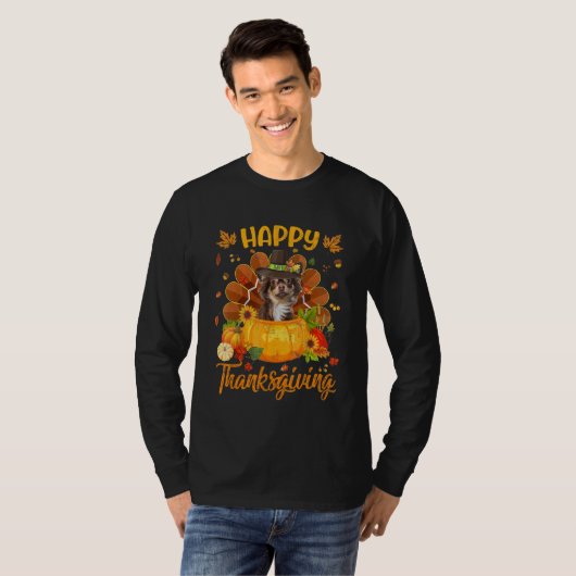 Happy Thanksgiving Chihuahua Dog Turkey Pumpkin T-Shirt (Vorne ganz)