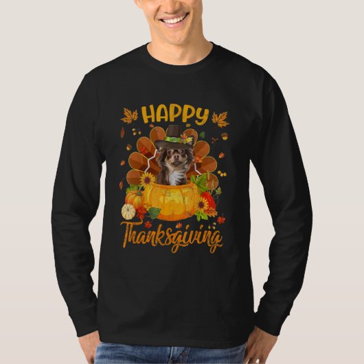 Happy Thanksgiving Chihuahua Dog Turkey Pumpkin T-Shirt (Vorderseite)