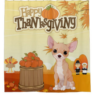 Happy Thanksgiving Chihuahua Duschvorhang