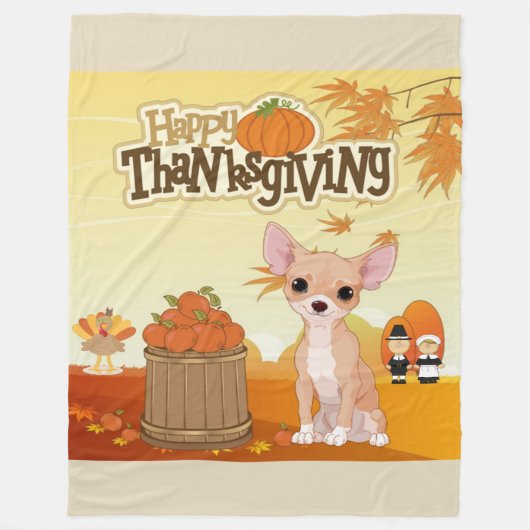 Happy Thanksgiving Chihuahua Fleecedecke (Vorderseite)