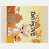 Happy Thanksgiving Chihuahua Fleecedecke (Vorderseite (Horizontal))