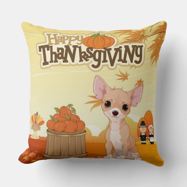 Happy Thanksgiving Chihuahua Kissen (Vorderseite)