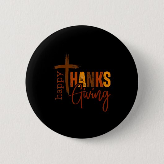 Happy Thanksgiving Christian Cross Turkey Pumpkin  Button (Vorderseite)