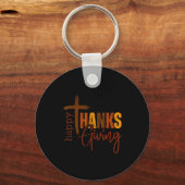 Happy Thanksgiving Christian Cross Turkey Pumpkin  Schlüsselanhänger (Vorderseite)