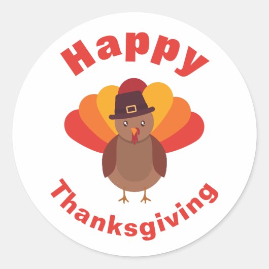 Happy Thanksgiving Classic Round Sticker (Vorderseite)
