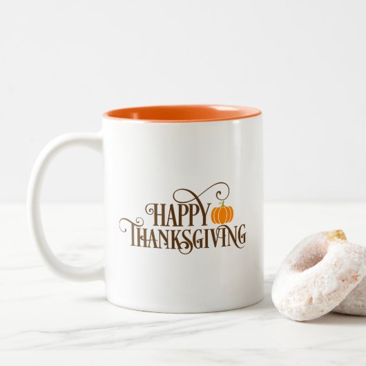 Happy Thanksgiving Coffee Mug Zweifarbige Tasse (Mit Donut)