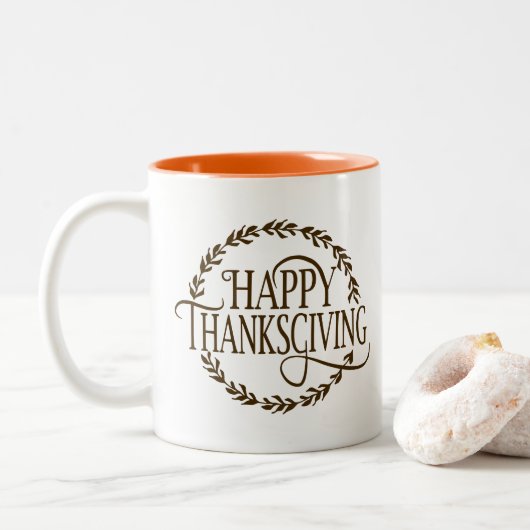 Happy Thanksgiving Coffee Mug Zweifarbige Tasse (Mit Donut)