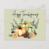 Happy Thanksgiving Colorful Watercolor Pumpkin Postkarte (Vorderseite)