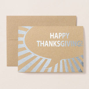 Happy Thanksgiving Comic Blase Silver Foil Folienkarte
