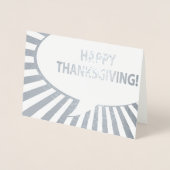 Happy Thanksgiving Comic Blase Silver Foil Folienkarte (Vorderseite)