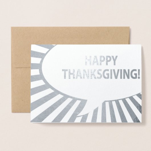 Happy Thanksgiving Comic Blase Silver Foil Folienkarte (Vorderseite mit Umschlag)