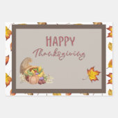 Happy Thanksgiving Cornucopia Basket Herbstlaube Geschenkpapier Set (Vorderseite 2)