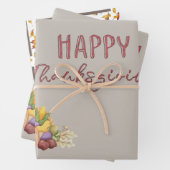 Happy Thanksgiving Cornucopia Basket Herbstlaube Geschenkpapier Set (Beispiel)