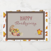 Happy Thanksgiving Cornucopia Basket Herbstlaube Lebensmitteletikett (Einzelnes Label)