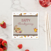 Happy Thanksgiving Cornucopia Basket Herbstlaube Serviette (Beispiel)