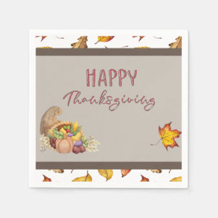 Happy Thanksgiving Cornucopia Basket Herbstlaube Serviette