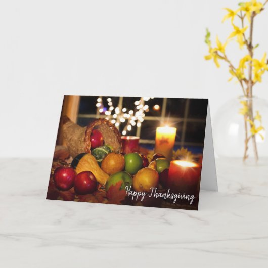 Happy Thanksgiving Cornucopia Display Karte (Gelbe Blume)