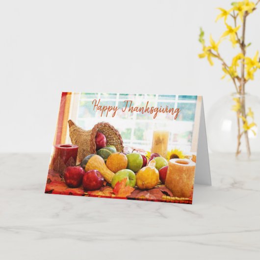 Happy Thanksgiving Cornucopia Display Karte (Gelbe Blume)