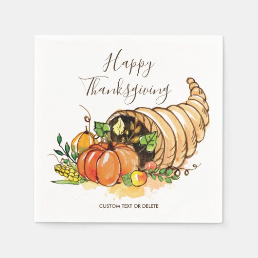 Happy Thanksgiving Cornucopia Fall Harvest Custom Serviette (Vorderseite)