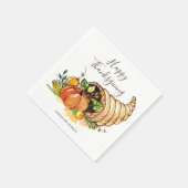 Happy Thanksgiving Cornucopia Fall Harvest Custom Serviette (Ecke)