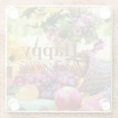 Happy Thanksgiving Cornucopia Früchte Trauben Apfe Glasuntersetzer (Rückseite)