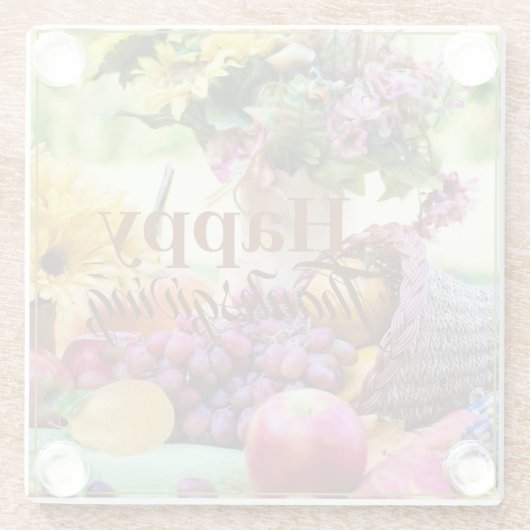 Happy Thanksgiving Cornucopia Früchte Trauben Apfe Glasuntersetzer (Rückseite)