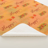 Happy Thanksgiving Cornucopia Sherpa Fleece Blanke Sherpadecke (3/4)