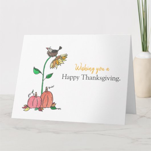 Happy Thanksgiving Crow and Pumpkins Karte (Vorderseite)