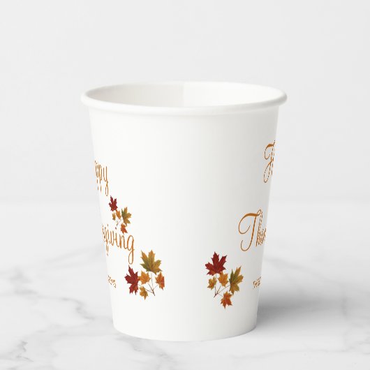 Happy Thanksgiving Custom Familienname Pappbecher (Links)