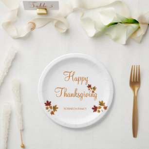 Happy Thanksgiving Custom Familienname Pappteller