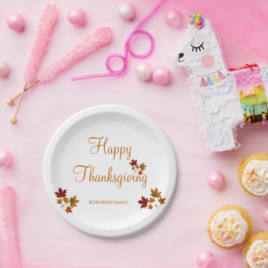 Happy Thanksgiving Custom Familienname Pappteller (Party)