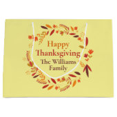 Happy Thanksgiving Custom Herbst Leaf Kranz Große Geschenktüte (Vorderseite)