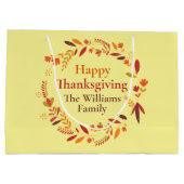 Happy Thanksgiving Custom Herbst Leaf Kranz Große Geschenktüte (Rückseite)