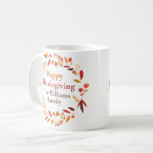 Happy Thanksgiving Custom Herbst Leaf Kranz Kaffeetasse (Vorderseite Links)