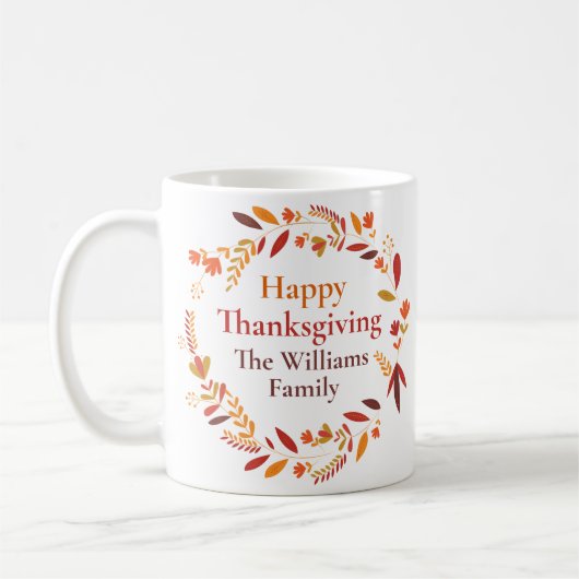 Happy Thanksgiving Custom Herbst Leaf Kranz Kaffeetasse (Links)
