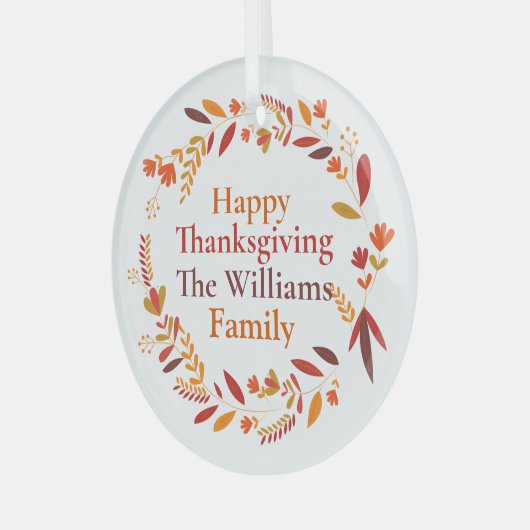 Happy Thanksgiving Custom Herbst Leaf Kranz Ornament Aus Glas (Vorderseite links)