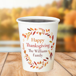 Happy Thanksgiving Custom Herbst Leaf Kranz Pappbecher