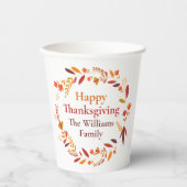 Happy Thanksgiving Custom Herbst Leaf Kranz Pappbecher (Vorderseite)