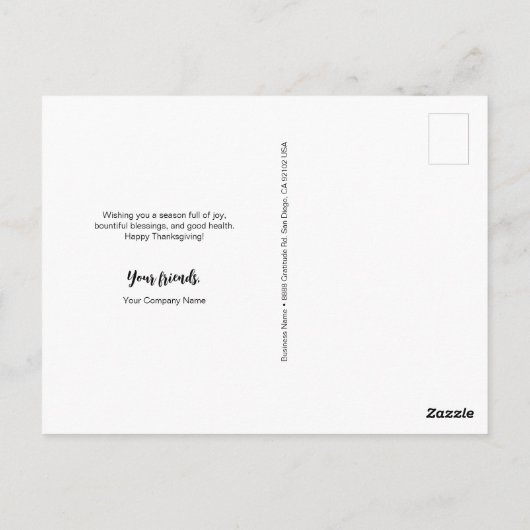 Happy Thanksgiving Custom Logo Fall botanicals Postkarte (Rückseite)