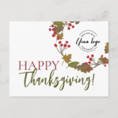 Happy Thanksgiving Custom Logo Fall botanicals Postkarte (Vorderseite)
