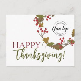 Happy Thanksgiving Custom Logo Fall Foliage Feiertagspostkarte