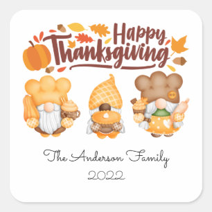 Happy Thanksgiving Custom Niedlich Gnome Stickers