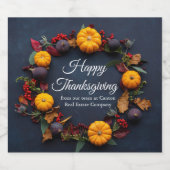 Happy Thanksgiving Custom Pumpkin Wreath Modern Schaumweinetikett (Einzelnes Label)
