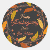 Happy Thanksgiving Custom Round Aufkleber (Vorderseite)
