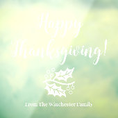Happy Thanksgiving, custom white script folien Fensteraufkleber (Blatt 3)