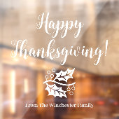Happy Thanksgiving, custom white script folien Fensteraufkleber (Blatt 2)
